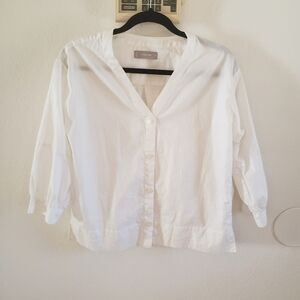 Everlane‎ Collarless White Button-Up Blouse 00